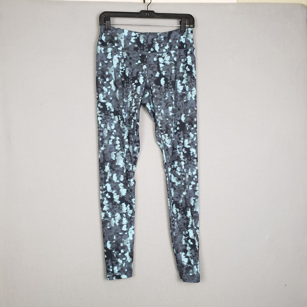 Zella Size‎ M High Waist Leggings Multi Blue Abstract Watercolor Print Yoga Gym